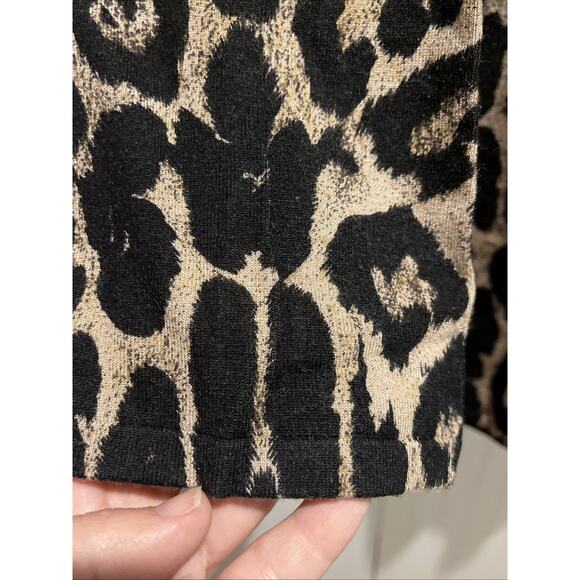 inc international concepts Women’s Long Top Plunge V Neck Leopard Beaded LS M - Picture 7 of 9